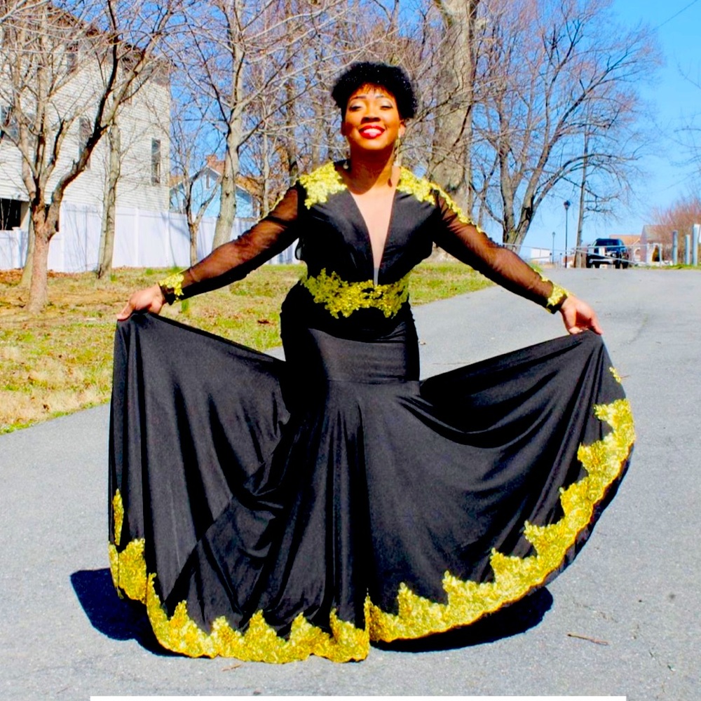 Black and gold dress